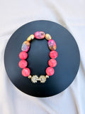 Dragon Vein Agate & Strawberry Agate Bracelet with CZ Box Clasp