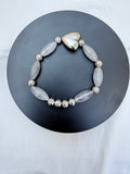 Smoky Quartz & Silver Heart Bracelet