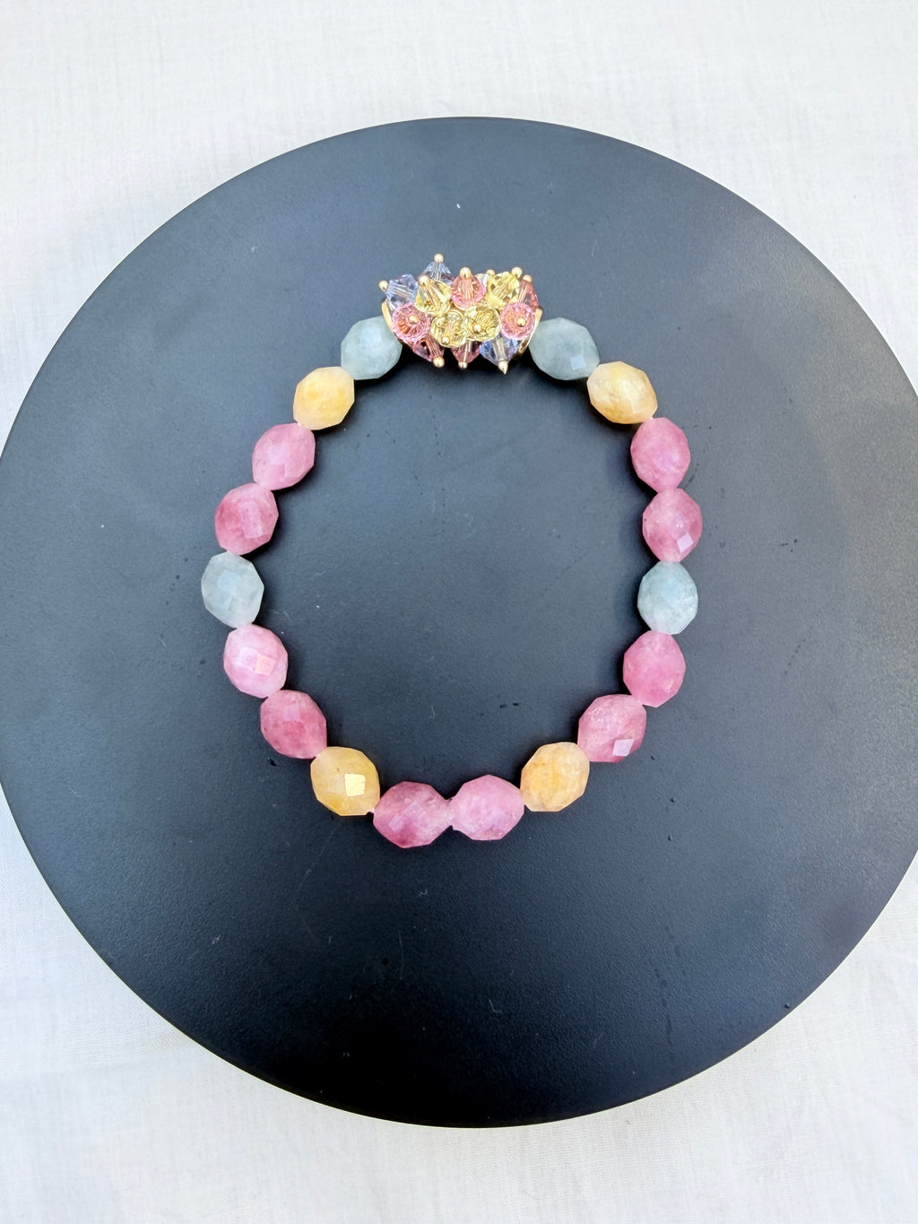 Mixed Pastel Jade & Swarovski Crystal Bracelet – Blue Edition
