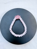 Cloudy Rose Quartz Rondelle & Pink Swarovski Crystal Bracelet