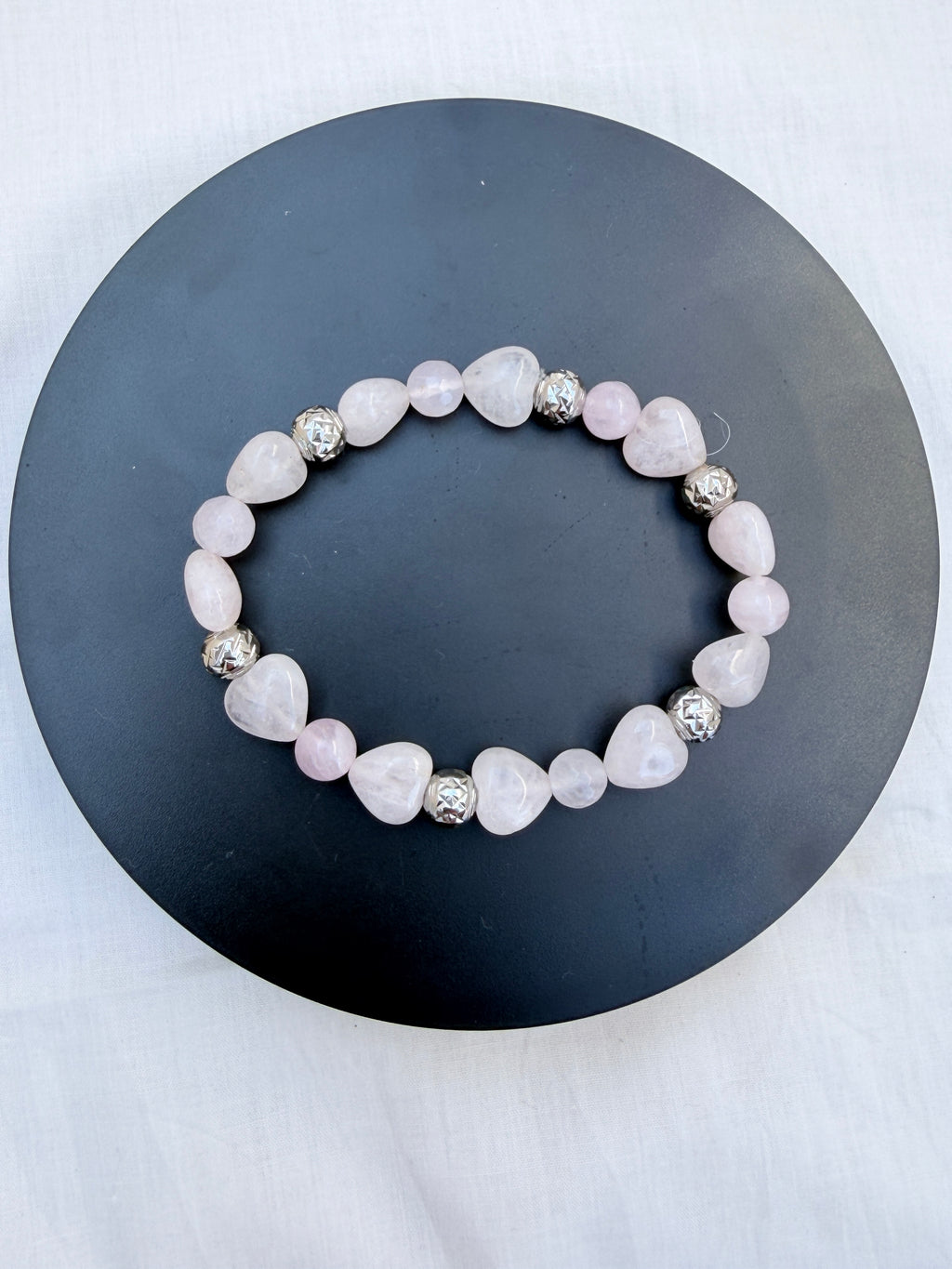 Rose Quartz Heart Bead Bracelet