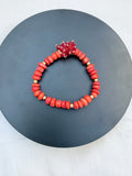 Coral Rondelle & Red Swarovski Crystal Bracelet