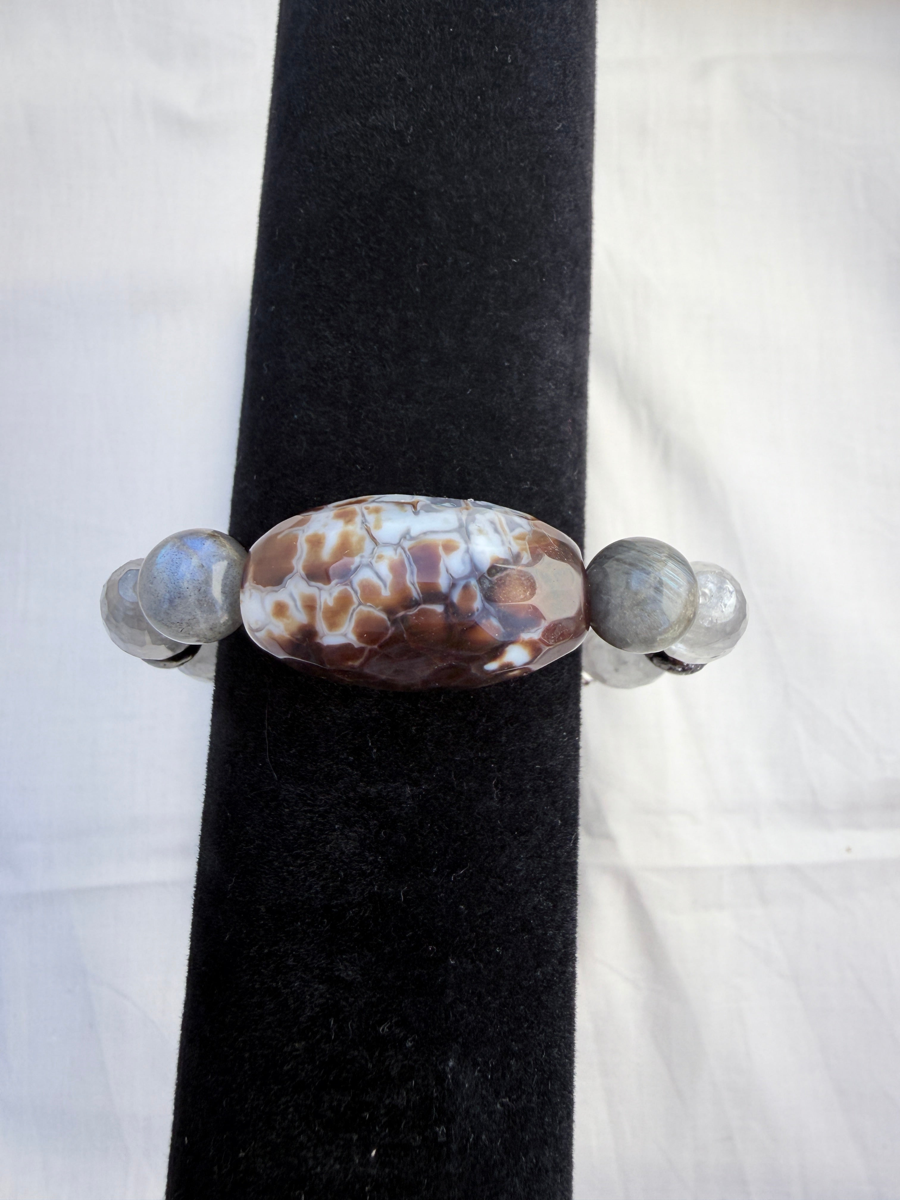 Smoky Quartz & Dragon Vein Agate Bracelet