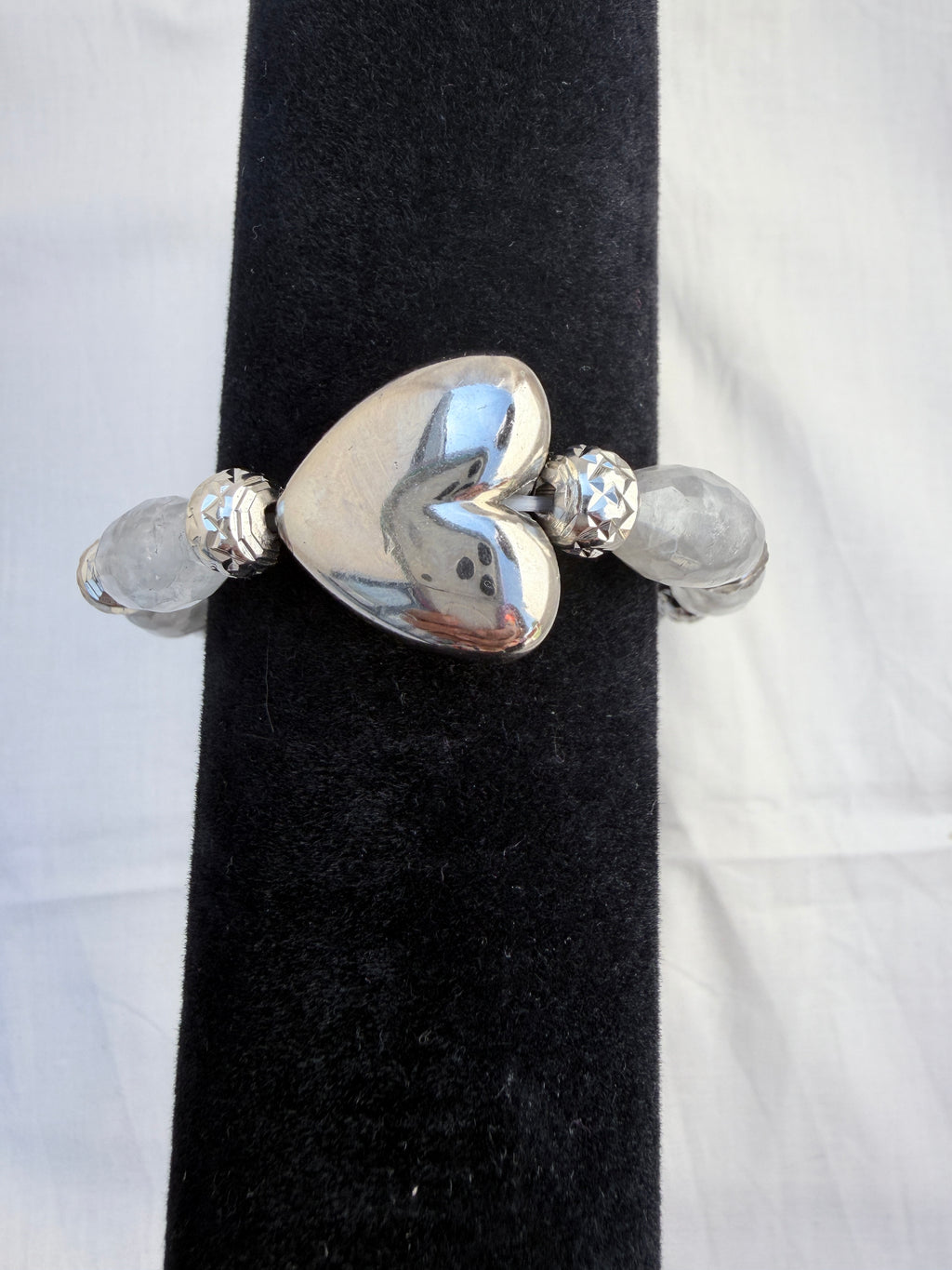 Smoky Quartz & Silver Heart Bracelet