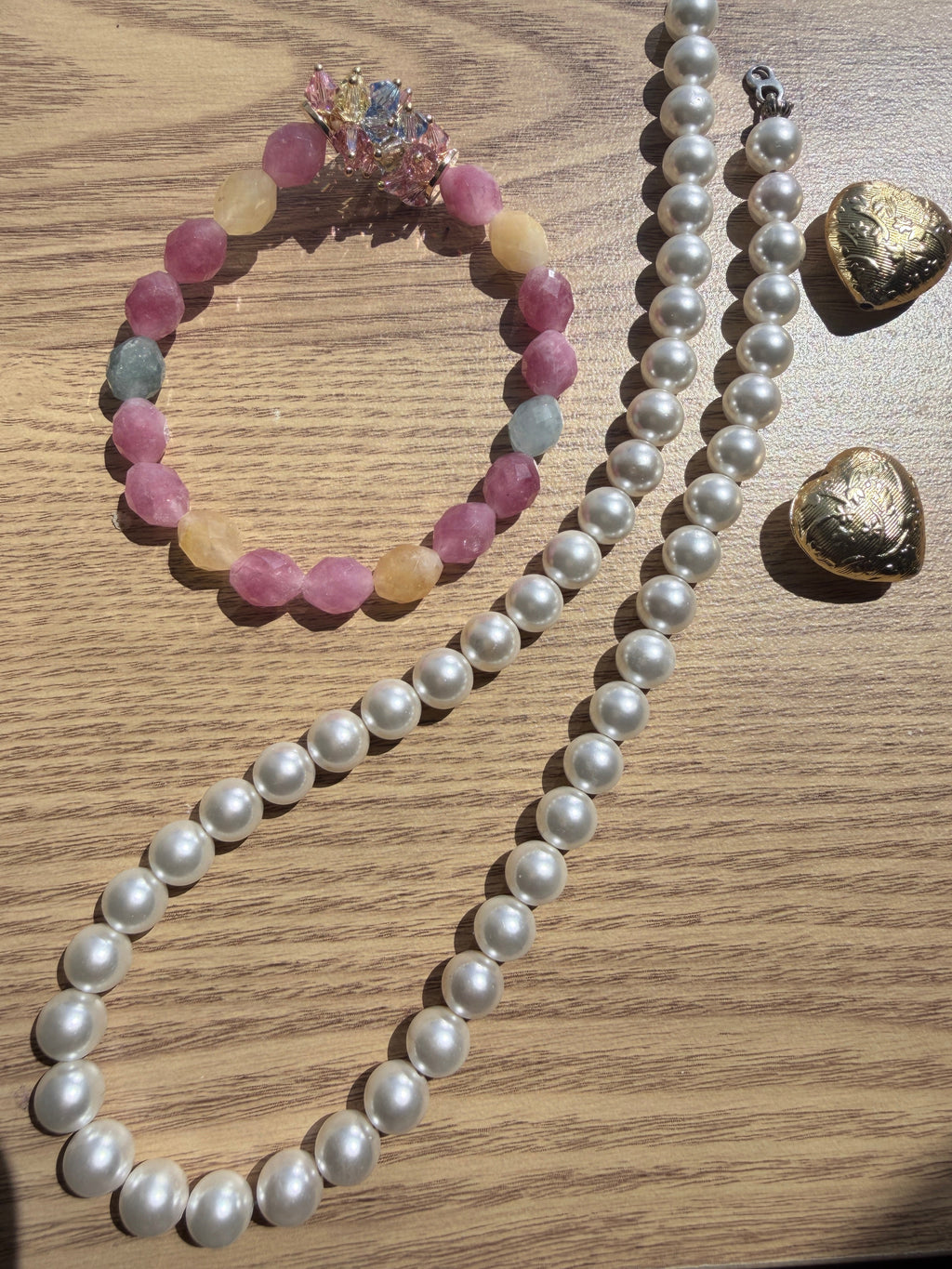 Mixed Pastel Jade & Swarovski Crystal Bracelet – Pink Edition