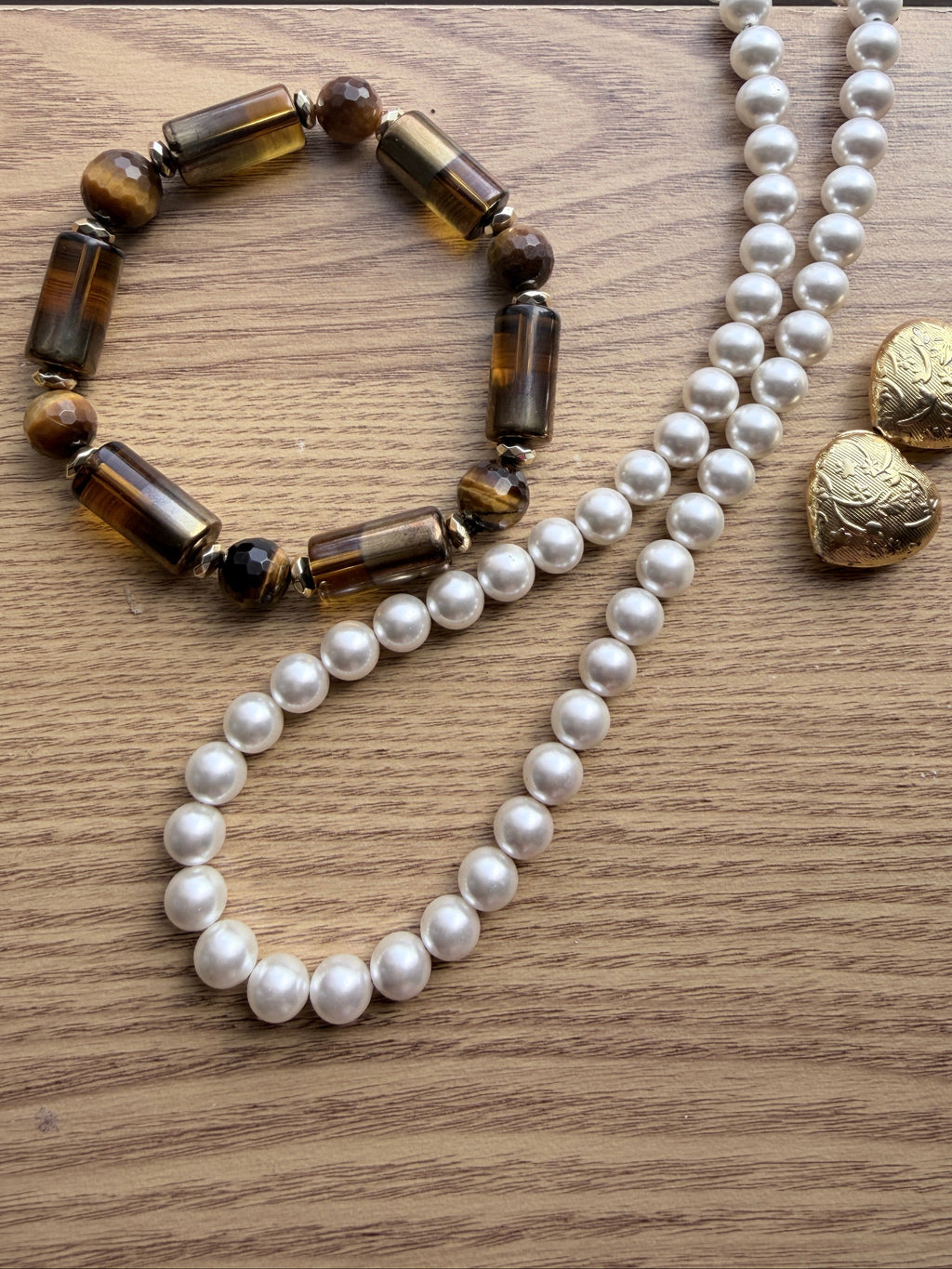 Tiger Eye & Electroplate Glass Bead Bracelet