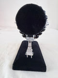 Power Up Charm Bracelet on black velvet stand showing silver rhinestone plug charm with black and clear crystal beads