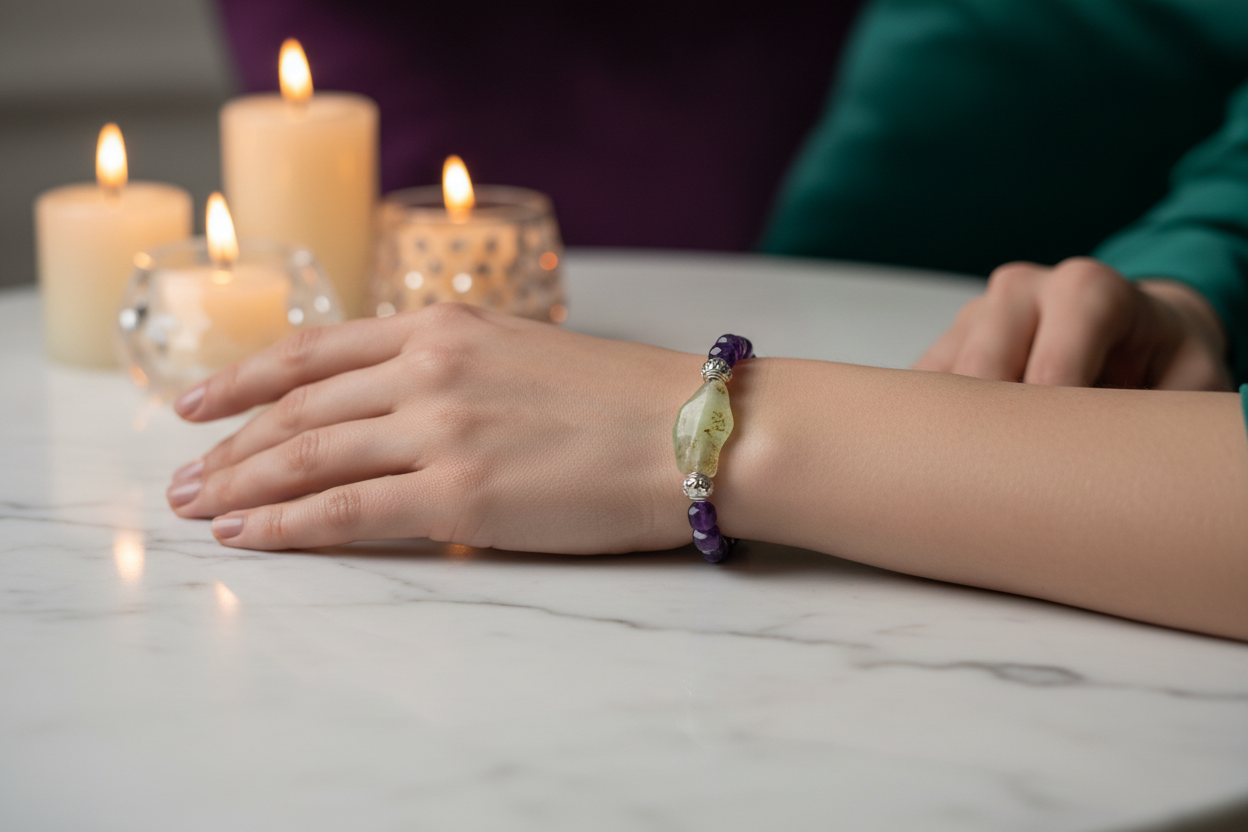 Amethyst Green Prehnite Worn