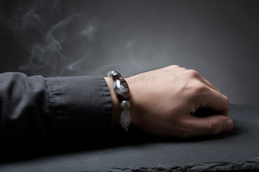 Smoky Quartz Dragon Vein Agate Bracelet Lifestyle